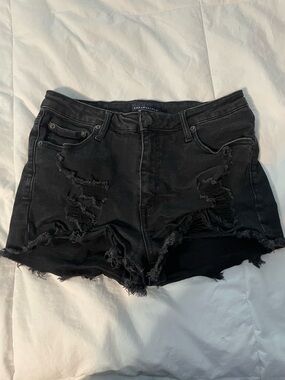 Aeropostale Black Distressed Cutoff Jean Shorts